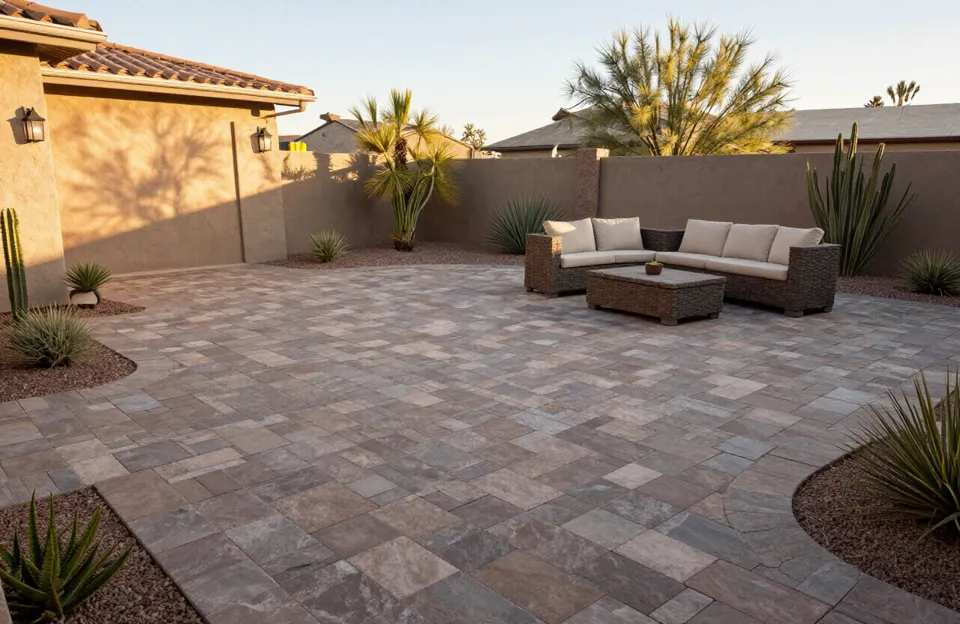 Paver patio landscaping project in Queen Creek